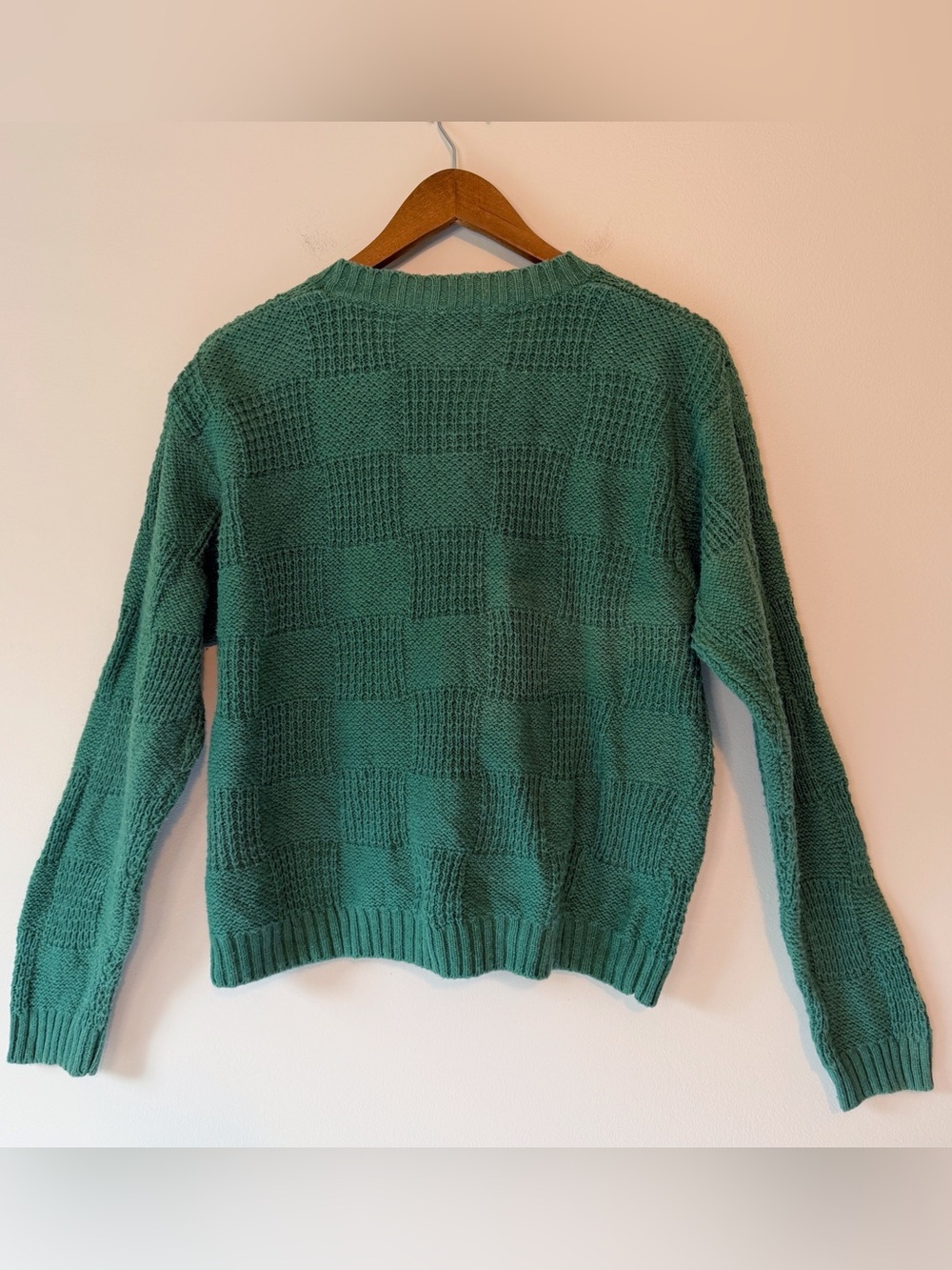 Boundary Waters Vintage Green Mixed Stitch Knit Cardigan Sweater Button Up Large - Picture 7 of 16